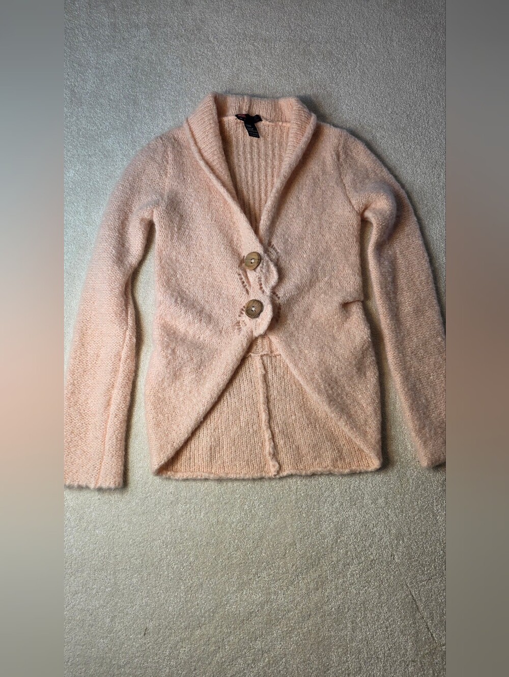 Diesel Y2K Chunky Mohair Light Pink Cardigan Feminine Wrap Womens S